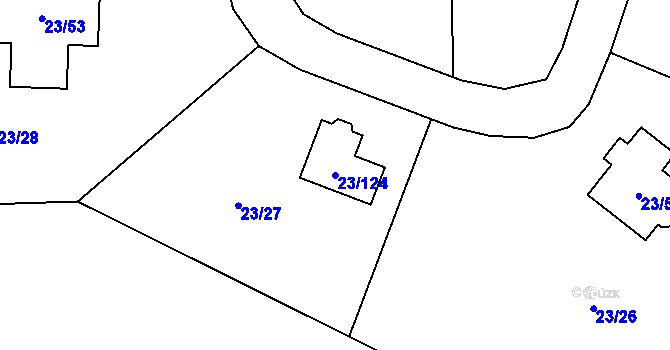 Parcela st. 23/124 v KÚ Orlov, Katastrální mapa