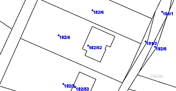 Parcela st. 182/52 v KÚ Orlov, Katastrální mapa