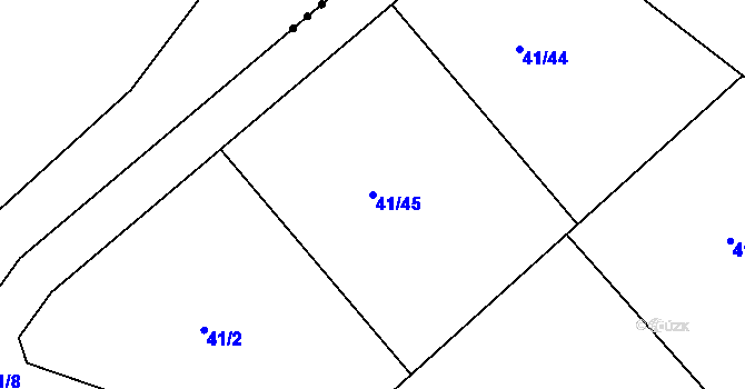 Parcela st. 41/45 v KÚ Orlov, Katastrální mapa