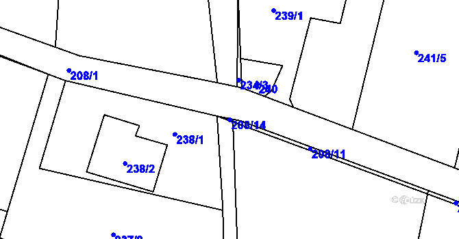 Parcela st. 208/14 v KÚ Orlov, Katastrální mapa