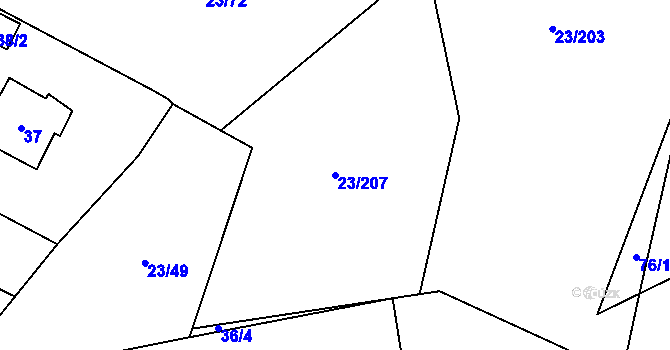 Parcela st. 23/207 v KÚ Orlov, Katastrální mapa