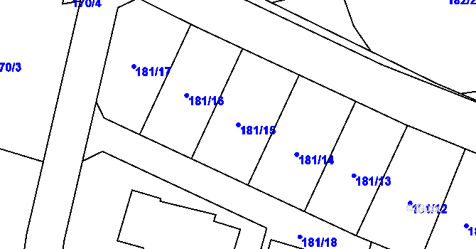 Parcela st. 181/15 v KÚ Orlov, Katastrální mapa