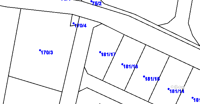 Parcela st. 181/17 v KÚ Orlov, Katastrální mapa
