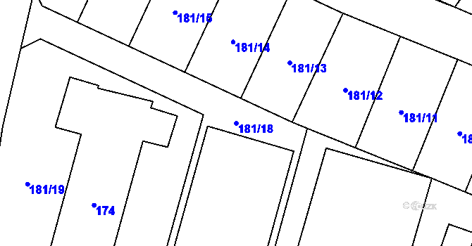 Parcela st. 181/18 v KÚ Orlov, Katastrální mapa