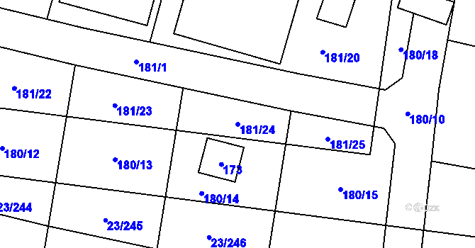 Parcela st. 181/24 v KÚ Orlov, Katastrální mapa