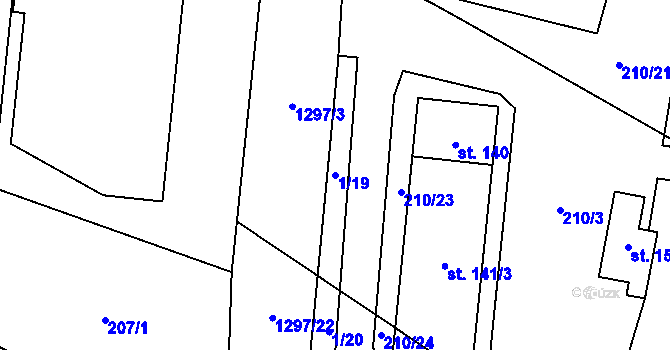 Parcela st. 1/19 v KÚ Orlov u Jistebnice, Katastrální mapa