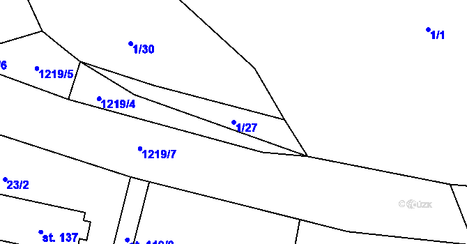 Parcela st. 1/27 v KÚ Orlov u Jistebnice, Katastrální mapa