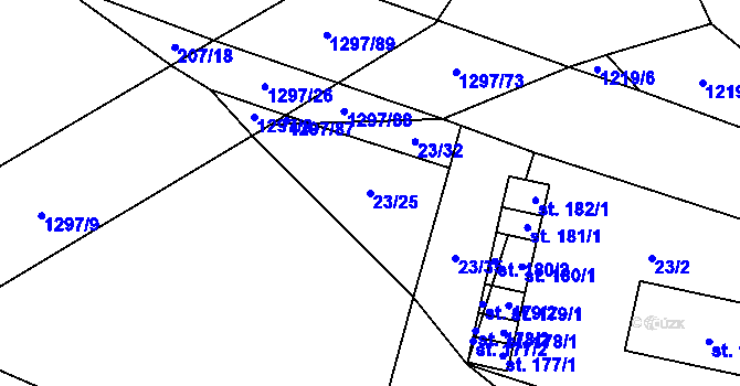 Parcela st. 23/25 v KÚ Orlov u Jistebnice, Katastrální mapa
