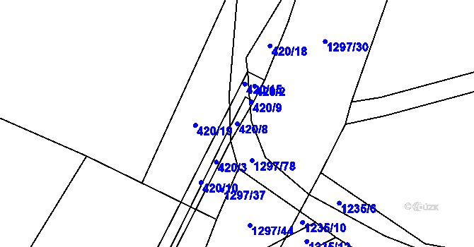 Parcela st. 420/8 v KÚ Orlov u Jistebnice, Katastrální mapa