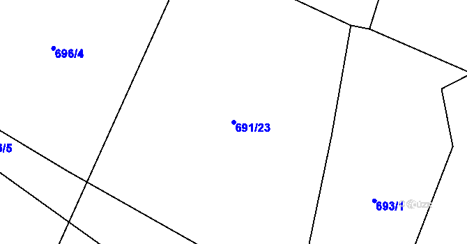 Parcela st. 691/23 v KÚ Orlov u Jistebnice, Katastrální mapa
