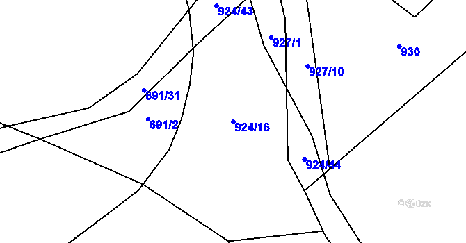 Parcela st. 924/16 v KÚ Orlov u Jistebnice, Katastrální mapa