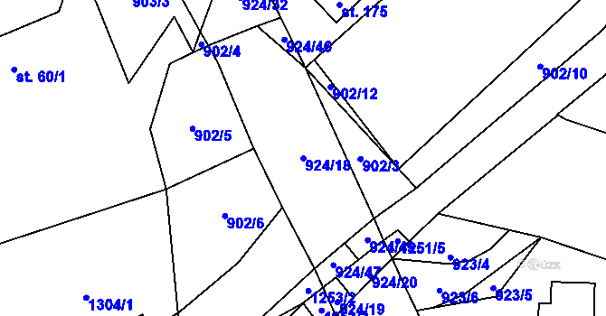 Parcela st. 924/18 v KÚ Orlov u Jistebnice, Katastrální mapa