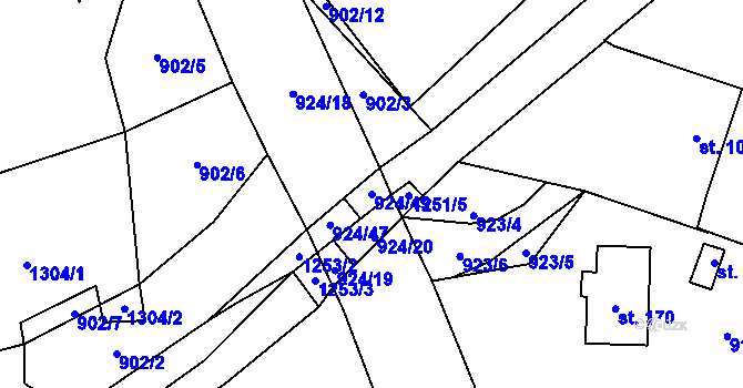 Parcela st. 924/49 v KÚ Orlov u Jistebnice, Katastrální mapa