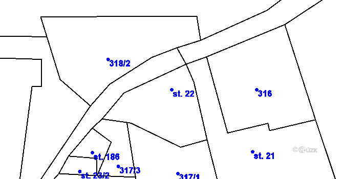Parcela st. 22 v KÚ Orlov u Jistebnice, Katastrální mapa