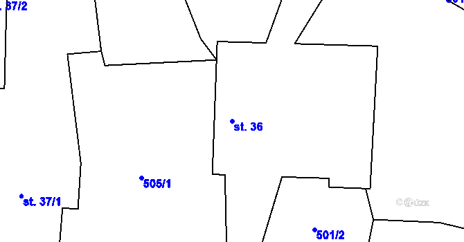Parcela st. 36 v KÚ Orlov u Jistebnice, Katastrální mapa