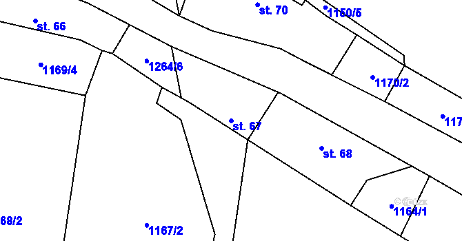 Parcela st. 67 v KÚ Orlov u Jistebnice, Katastrální mapa