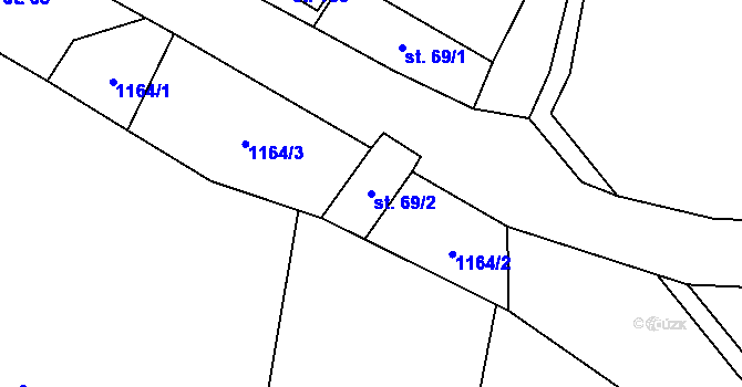 Parcela st. 69/2 v KÚ Orlov u Jistebnice, Katastrální mapa
