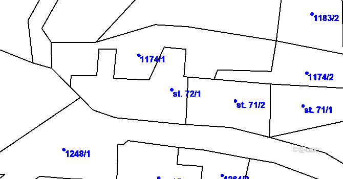 Parcela st. 72/1 v KÚ Orlov u Jistebnice, Katastrální mapa