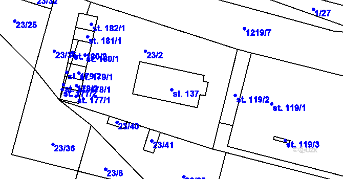 Parcela st. 137 v KÚ Orlov u Jistebnice, Katastrální mapa