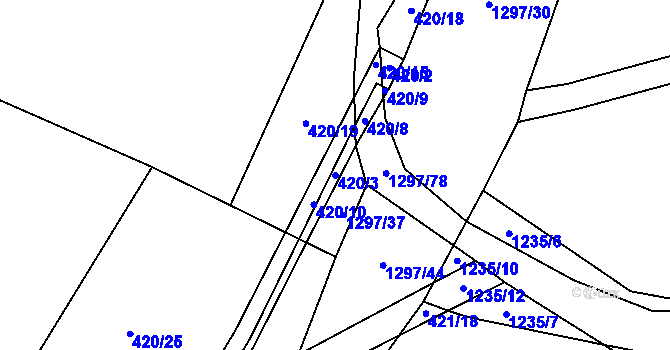 Parcela st. 420/3 v KÚ Orlov u Jistebnice, Katastrální mapa