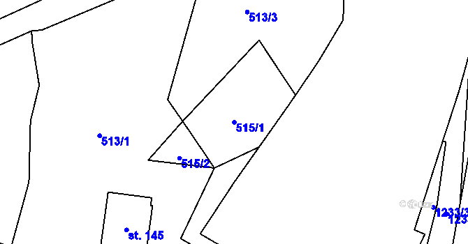 Parcela st. 515/1 v KÚ Orlov u Jistebnice, Katastrální mapa