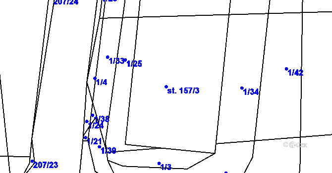 Parcela st. 157/3 v KÚ Orlov u Jistebnice, Katastrální mapa
