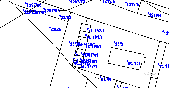 Parcela st. 180/1 v KÚ Orlov u Jistebnice, Katastrální mapa