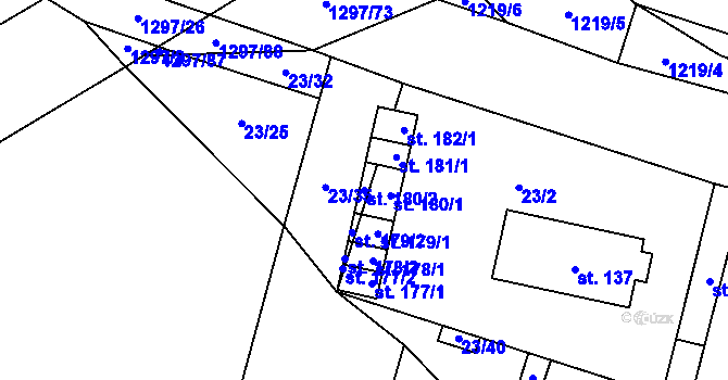 Parcela st. 180/2 v KÚ Orlov u Jistebnice, Katastrální mapa