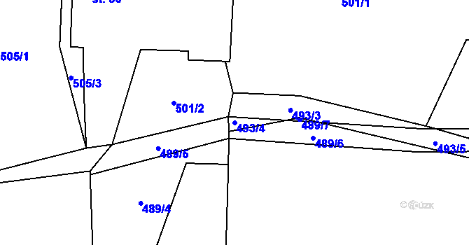 Parcela st. 493/4 v KÚ Orlov u Jistebnice, Katastrální mapa