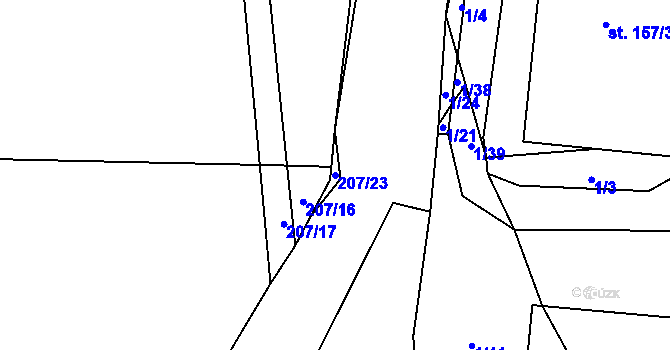 Parcela st. 207/23 v KÚ Orlov u Jistebnice, Katastrální mapa