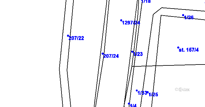 Parcela st. 207/24 v KÚ Orlov u Jistebnice, Katastrální mapa