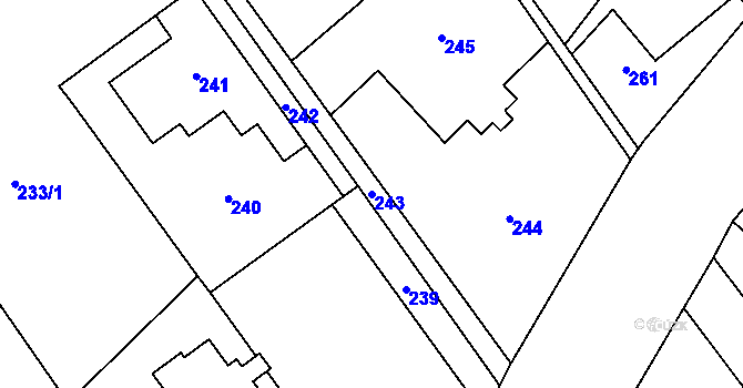 Parcela st. 243 v KÚ Orlová, Katastrální mapa