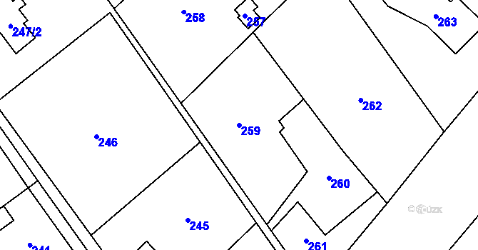 Parcela st. 259 v KÚ Orlová, Katastrální mapa