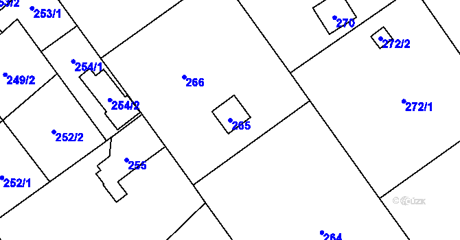 Parcela st. 265 v KÚ Orlová, Katastrální mapa