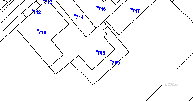 Parcela st. 708 v KÚ Orlová, Katastrální mapa