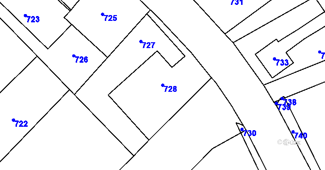 Parcela st. 728 v KÚ Orlová, Katastrální mapa