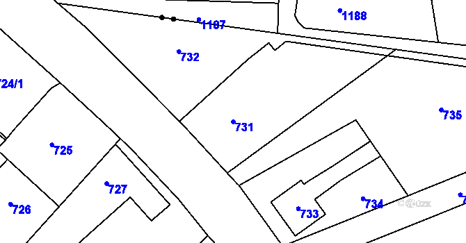 Parcela st. 731 v KÚ Orlová, Katastrální mapa