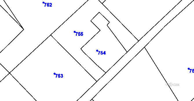 Parcela st. 754 v KÚ Orlová, Katastrální mapa
