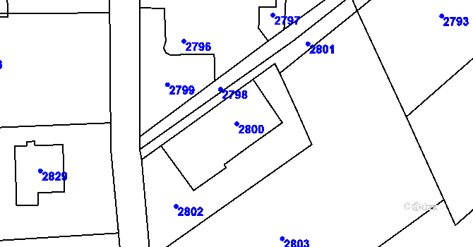 Parcela st. 2800 v KÚ Orlová, Katastrální mapa