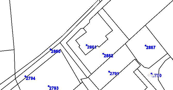 Parcela st. 2861 v KÚ Orlová, Katastrální mapa