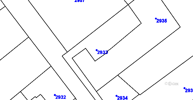 Parcela st. 2933 v KÚ Orlová, Katastrální mapa