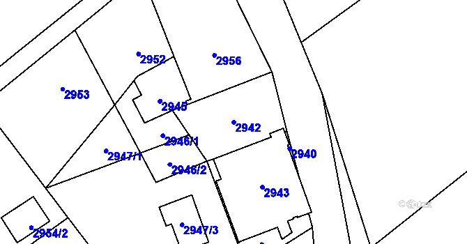 Parcela st. 2942 v KÚ Orlová, Katastrální mapa