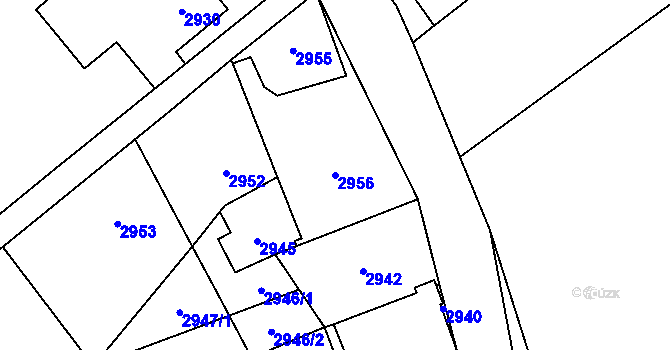Parcela st. 2956 v KÚ Orlová, Katastrální mapa
