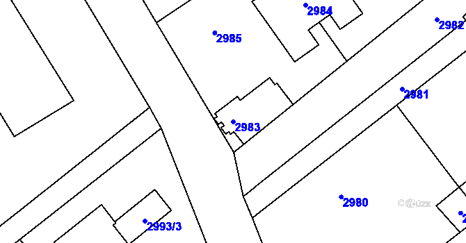 Parcela st. 2983 v KÚ Orlová, Katastrální mapa