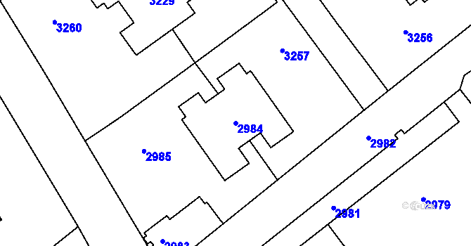 Parcela st. 2984 v KÚ Orlová, Katastrální mapa