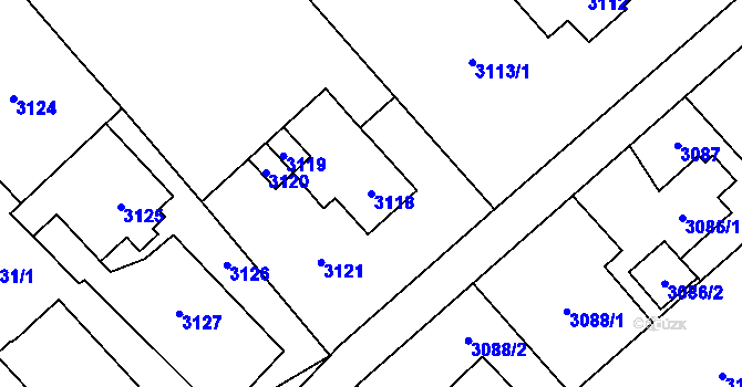 Parcela st. 3118 v KÚ Orlová, Katastrální mapa