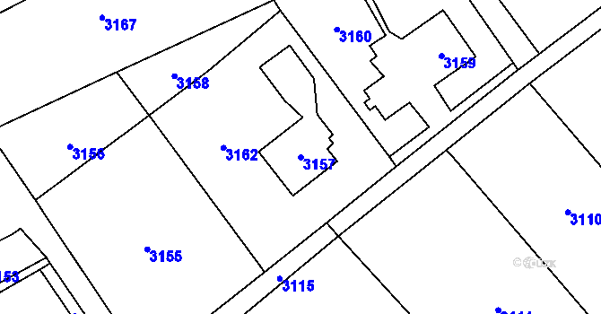 Parcela st. 3157 v KÚ Orlová, Katastrální mapa