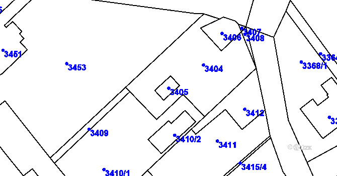 Parcela st. 3405 v KÚ Orlová, Katastrální mapa