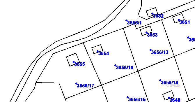 Parcela st. 3654 v KÚ Orlová, Katastrální mapa