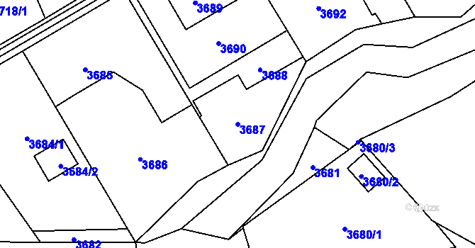 Parcela st. 3687 v KÚ Orlová, Katastrální mapa